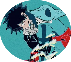 Deku Hero Pose Anime Artwork PNG Image