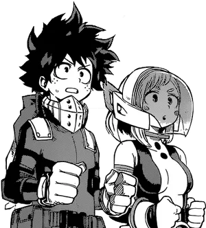 Dekuand Friend Black White Manga Panel PNG Image