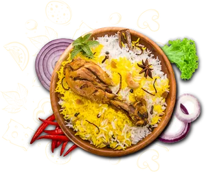 Delicious Chicken Biryani Dish PNG Image