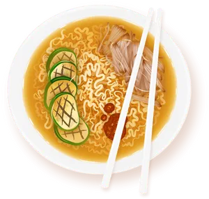 Delicious Ramen Bowl Illustration PNG Image