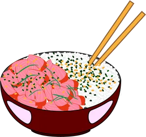 Delicious Sushi Rice Bowl Illustration PNG Image