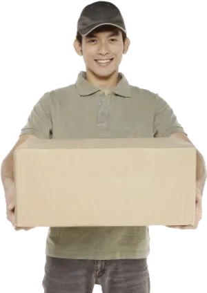 Delivery Man Holding Parcel PNG Image