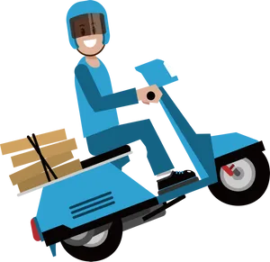 Delivery Scooter Rider Cartoon PNG Image