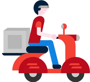 Delivery Scooter Rider Illustration PNG Image