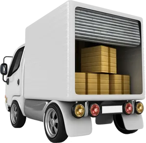 Delivery Truck Loaded With Boxes PNG Image