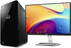 Dell X P S Desktopand Monitor Setup PNG Image