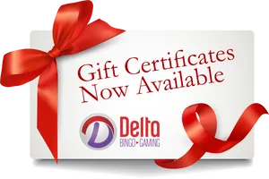 Delta Bingo Gaming Gift Certificate Available PNG Image