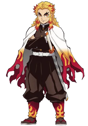 Demon Slayer Character Flame Design PNG Image