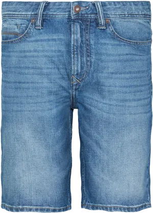 Denim Bermuda Shorts Front View PNG Image