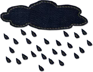 Denim Cloud Raindrops PNG Image