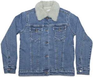 Denim Jacketwith Sherpa Collar PNG Image