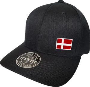 Denmark Flag Black Baseball Cap PNG Image