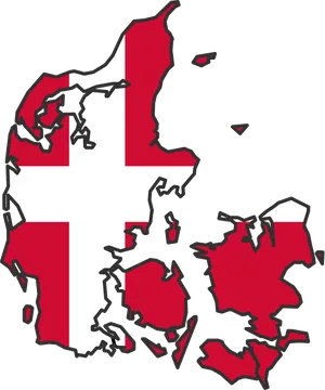 Denmark Flag Map Outline PNG Image