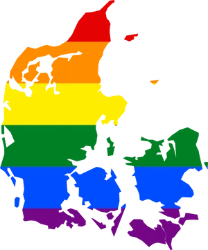 Denmark Map Rainbow Colors PNG Image