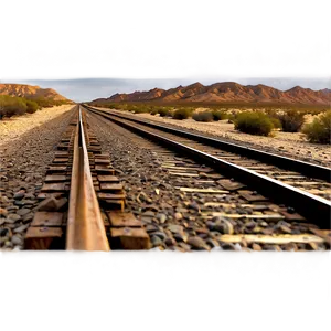 Desert Railroad Tracks Sunset Png Sda PNG Image