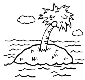 Deserted Island Sketch PNG Image