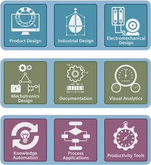 Design Process Icons Set PNG Image