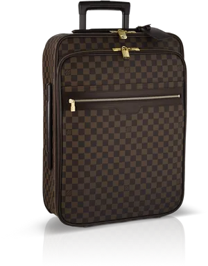 Designer Checkered Suitcase PNG Image