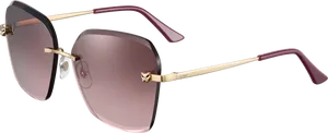 Designer Rimless Sunglasses Maroon Accents PNG Image