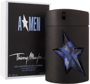 Designer Star Shaped Men Perfume Bottleand Packaging PNG Image