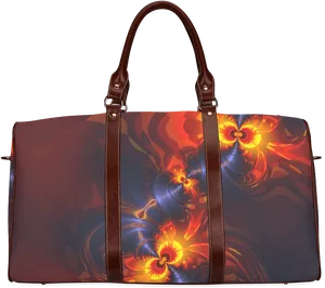 Designer Travel Bagwith Fractal Pattern PNG Image