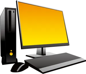 Desktop Computer Setup Vector PNG Image