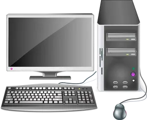 Desktop Computer Setup Vector PNG Image