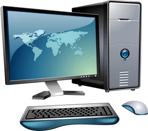 Desktop Computer Setup Vector PNG Image