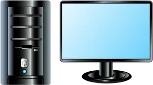 Desktop Computerand Monitor Vector PNG Image