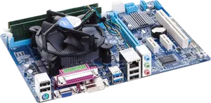 Desktop Motherboardwith C P U Cooler PNG Image