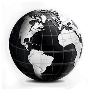 Detailed Black And White Globe Illustration Png Whm PNG Image