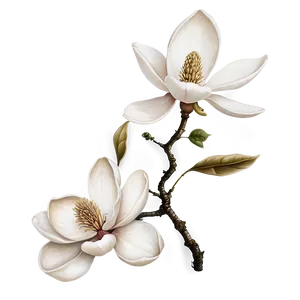 Detailed Magnolia Flower Drawing Png Vje PNG Image