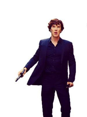 Detective In Action Pose PNG Image