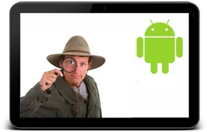 Detective Inspecting Android Character PNG Image