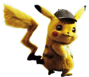 Detective_ Pikachu_with_ Cap PNG Image