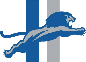 Detroit Lions Logo Blue Silhouette PNG Image