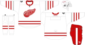 Detroit Red Wings Hockey Uniform Layout PNG Image