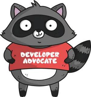 Developer Advocate Raccoon Cartoon PNG Image