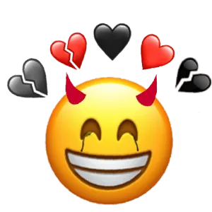 Devilish Grin Emojiwith Hearts PNG Image