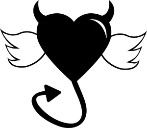 Devilish Love Heartwith Wingsand Tail PNG Image