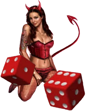 Devilish Luck Pinup Girl PNG Image