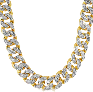 Diamond Encrusted Gold Chain PNG Image