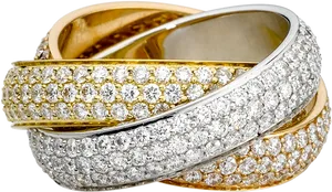 Diamond Encrusted Gold Rings PNG
