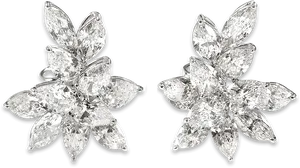 Diamond Flower Stud Earrings PNG Image