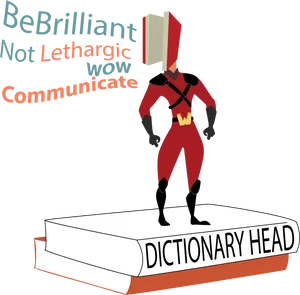 Dictionary Superhero Standing On Book PNG Image