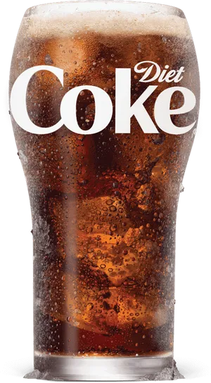 Diet Coke Glass Full Bubbles PNG Image