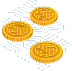 Digital Currency Circuit Background PNG Image