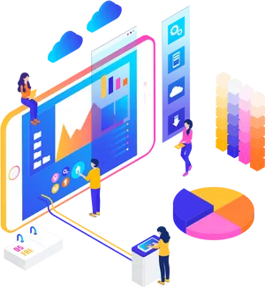 Digital Marketing Analytics Illustration PNG Image