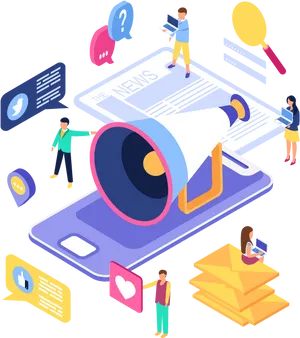 Digital Marketing Communication Concept PNG Image