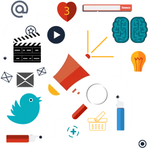Digital Marketing Elements Vector PNG